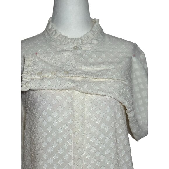 Banana Republic Womens Dillon Classic Fit Ruffle Collar Blouse M White Beach - Picture 3 of 12